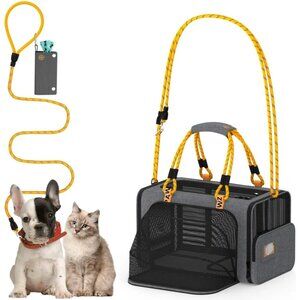 Pawzidea 3-In-1 Expandable Rolling Pet Carrier Airline Approved W' Cooling Mat,